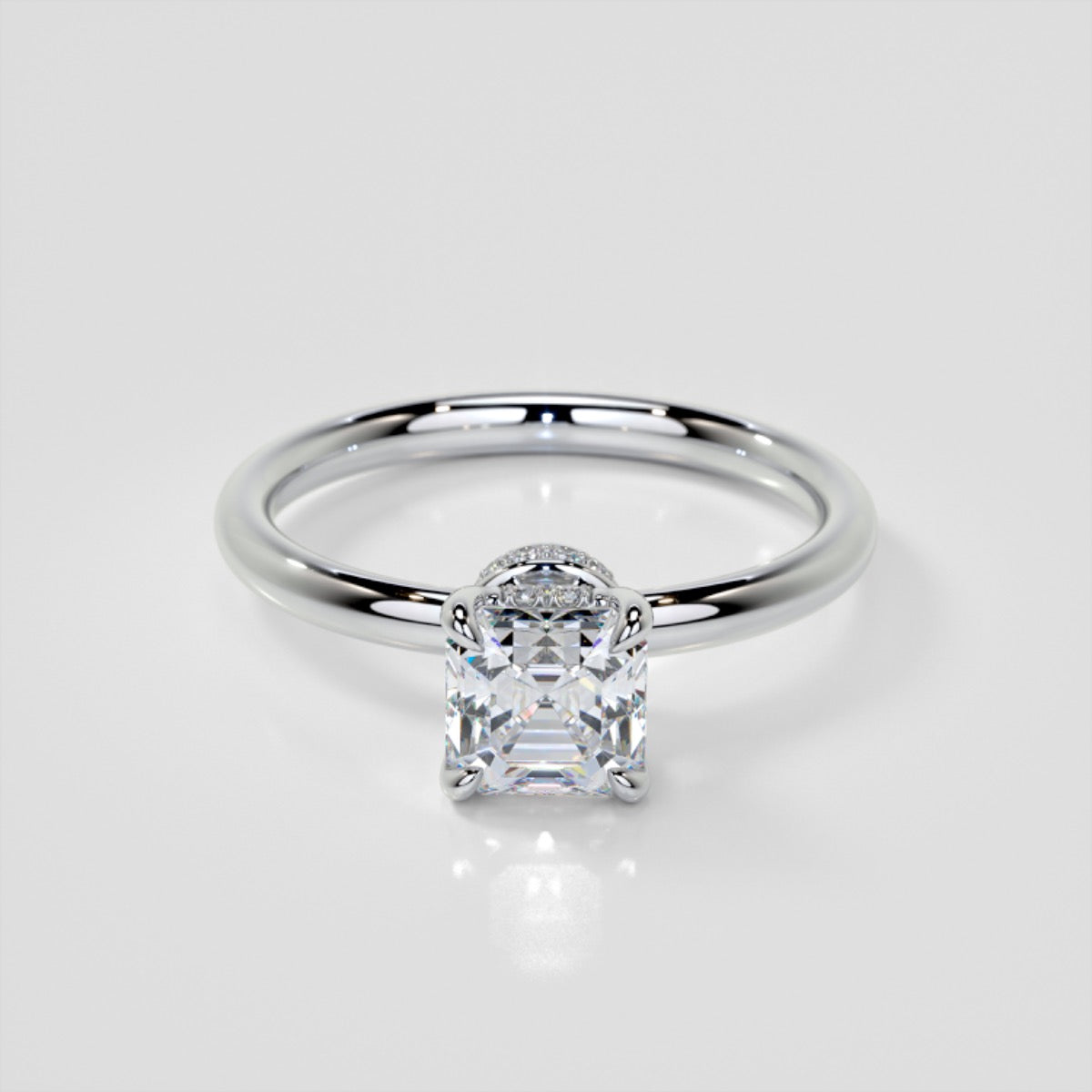 Asscher Cut Hidden Halo Engagement Ring