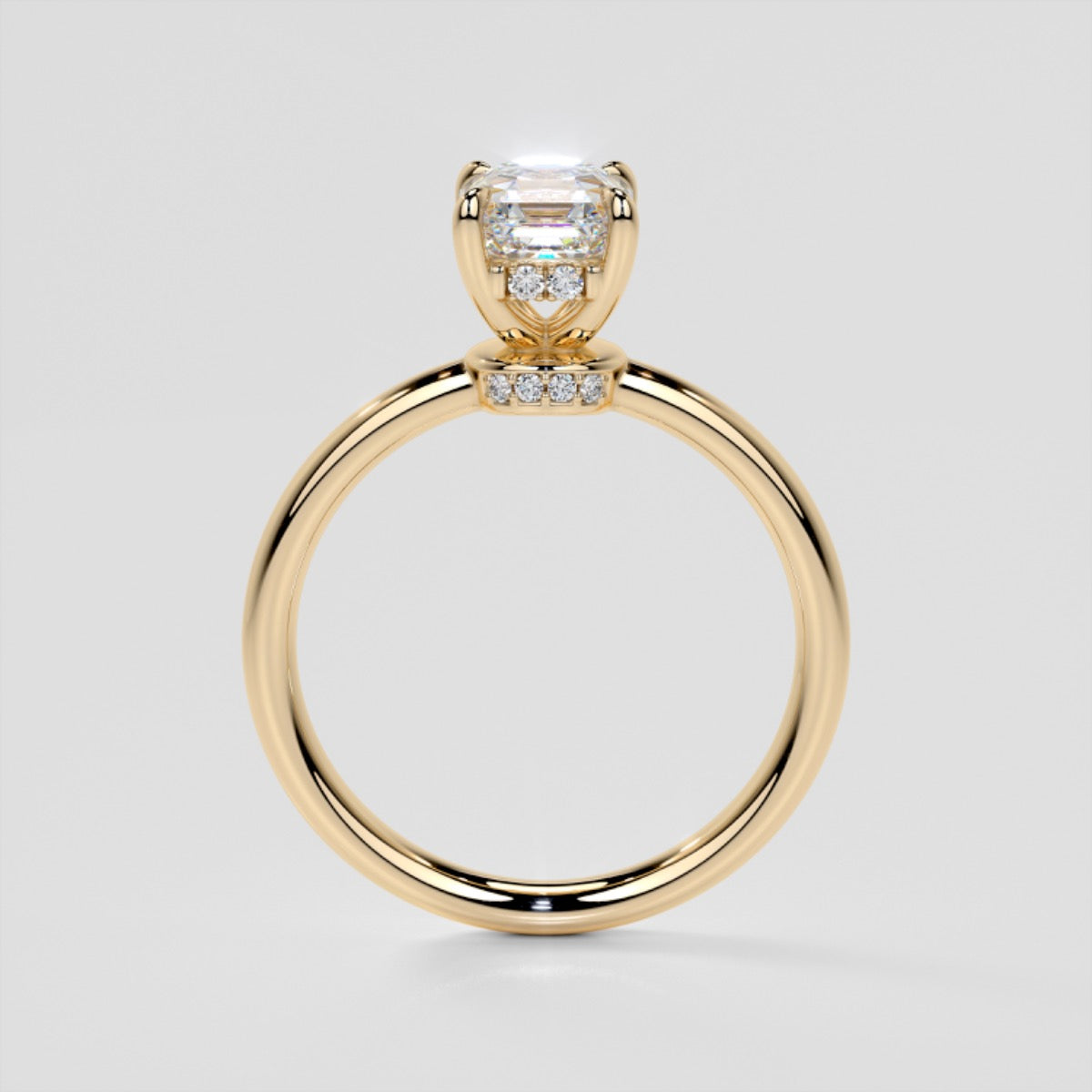 Asscher Cut Hidden Halo Engagement Ring