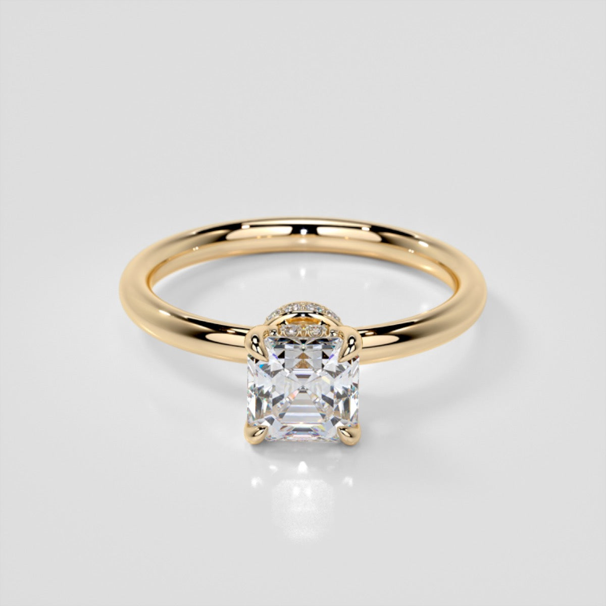 Asscher Cut Hidden Halo Engagement Ring