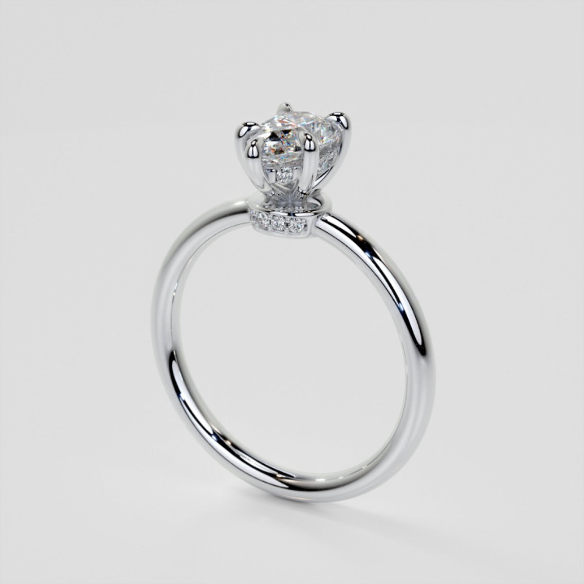 Lab Grown Diamond Pear Cut Hidden Halo Engagement Ring