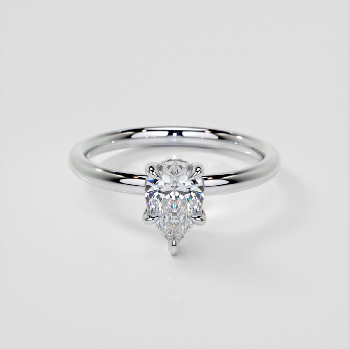 Pear Cut Hidden Halo Engagement Ring
