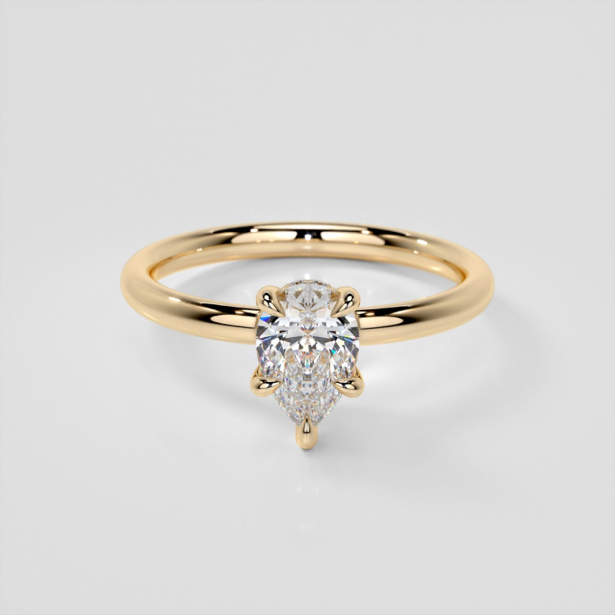 Pear Cut Hidden Halo Engagement Ring