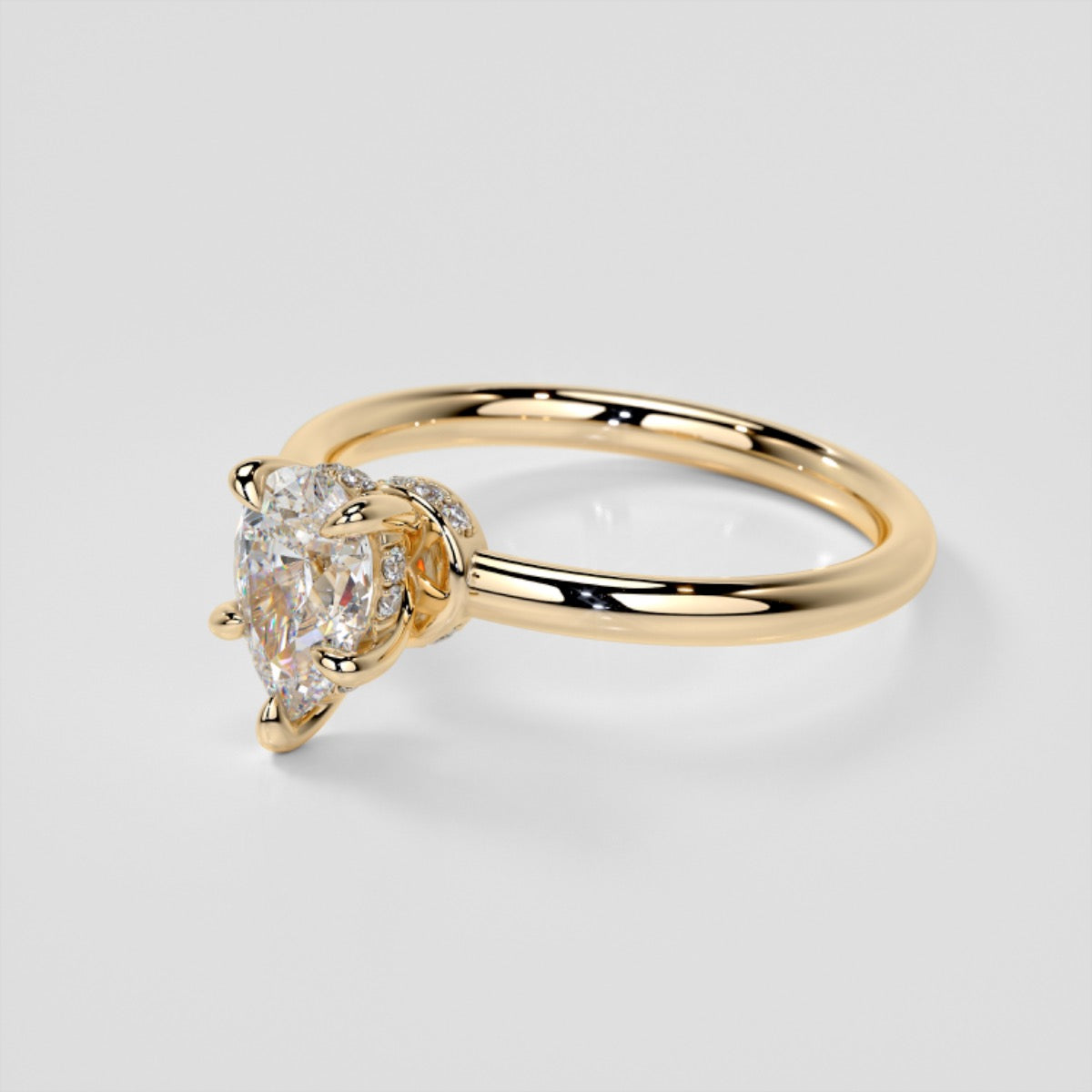 Pear Cut Hidden Halo Engagement Ring