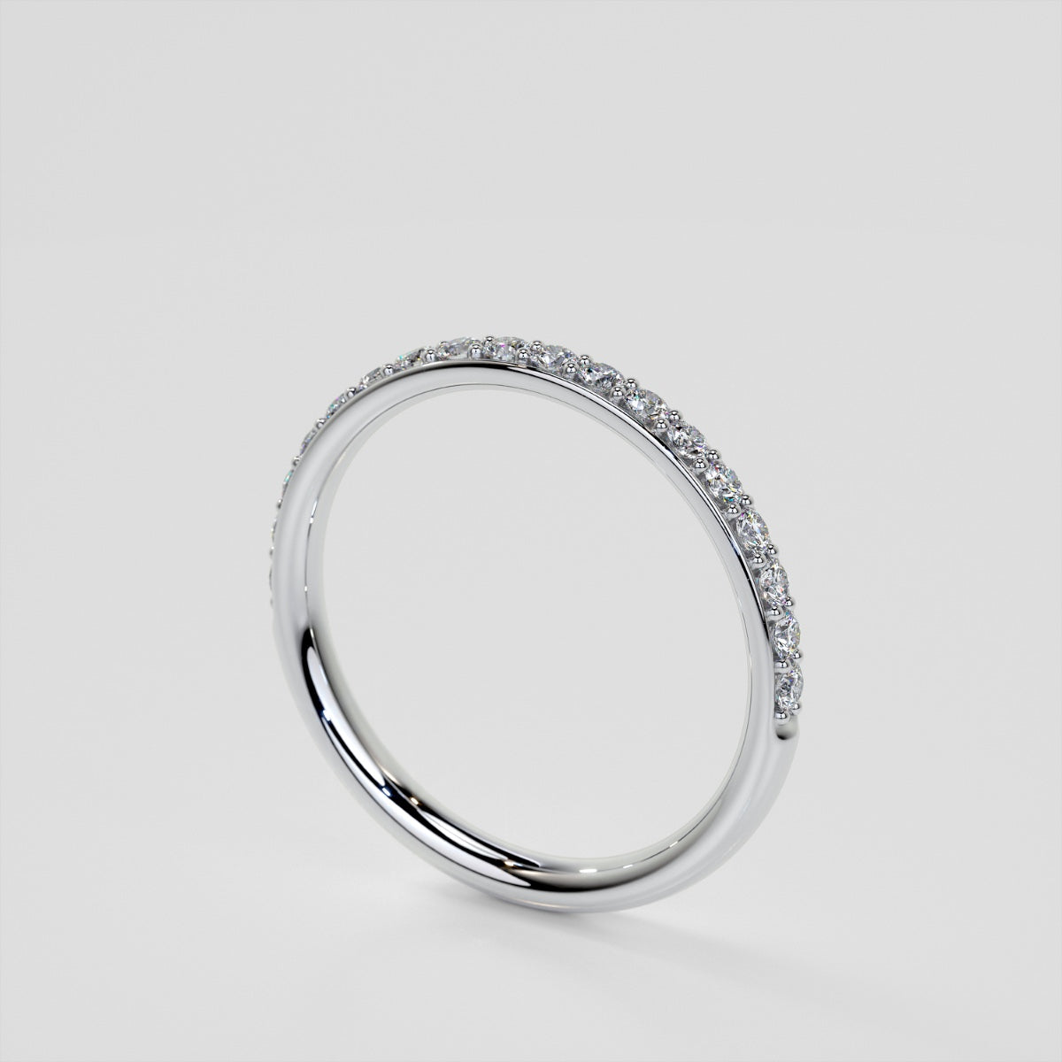 Wedding Band With Accents For Hidden Halo Style Ring