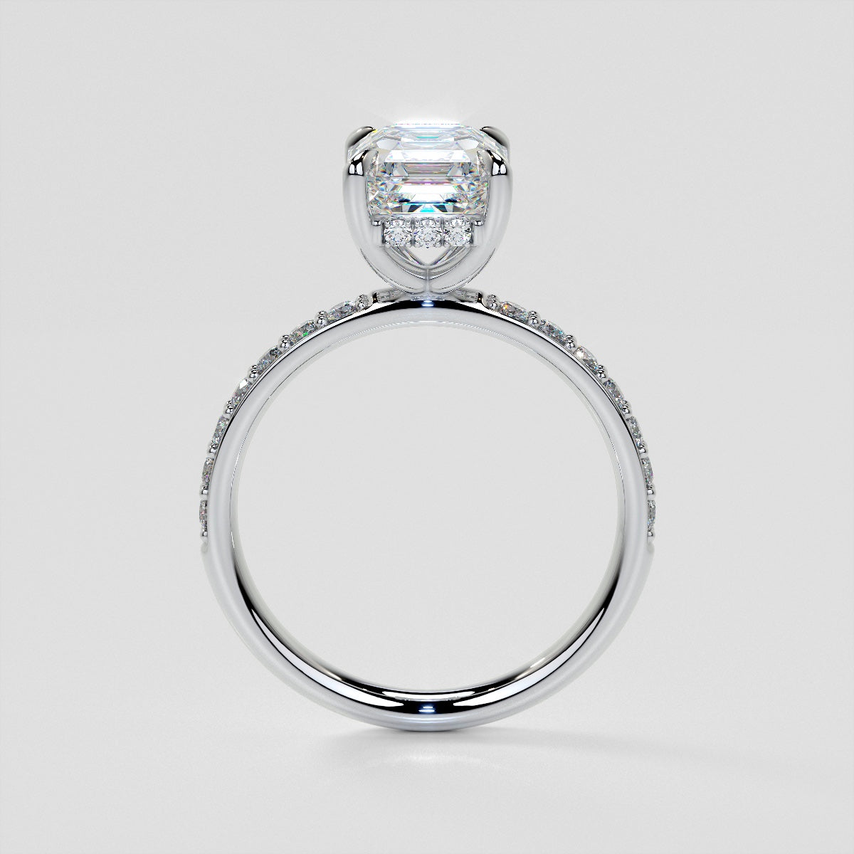 Lab Grown Diamond Asscher Cut Hidden Halo Engagement Ring
