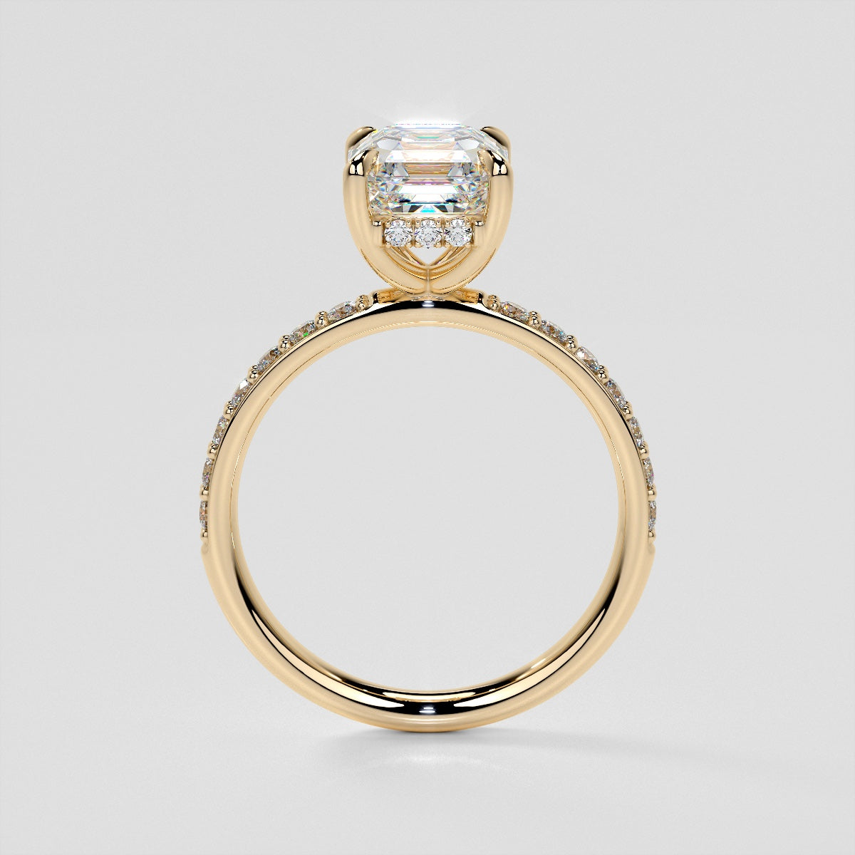 Asscher Cut Hidden Halo Engagement Ring