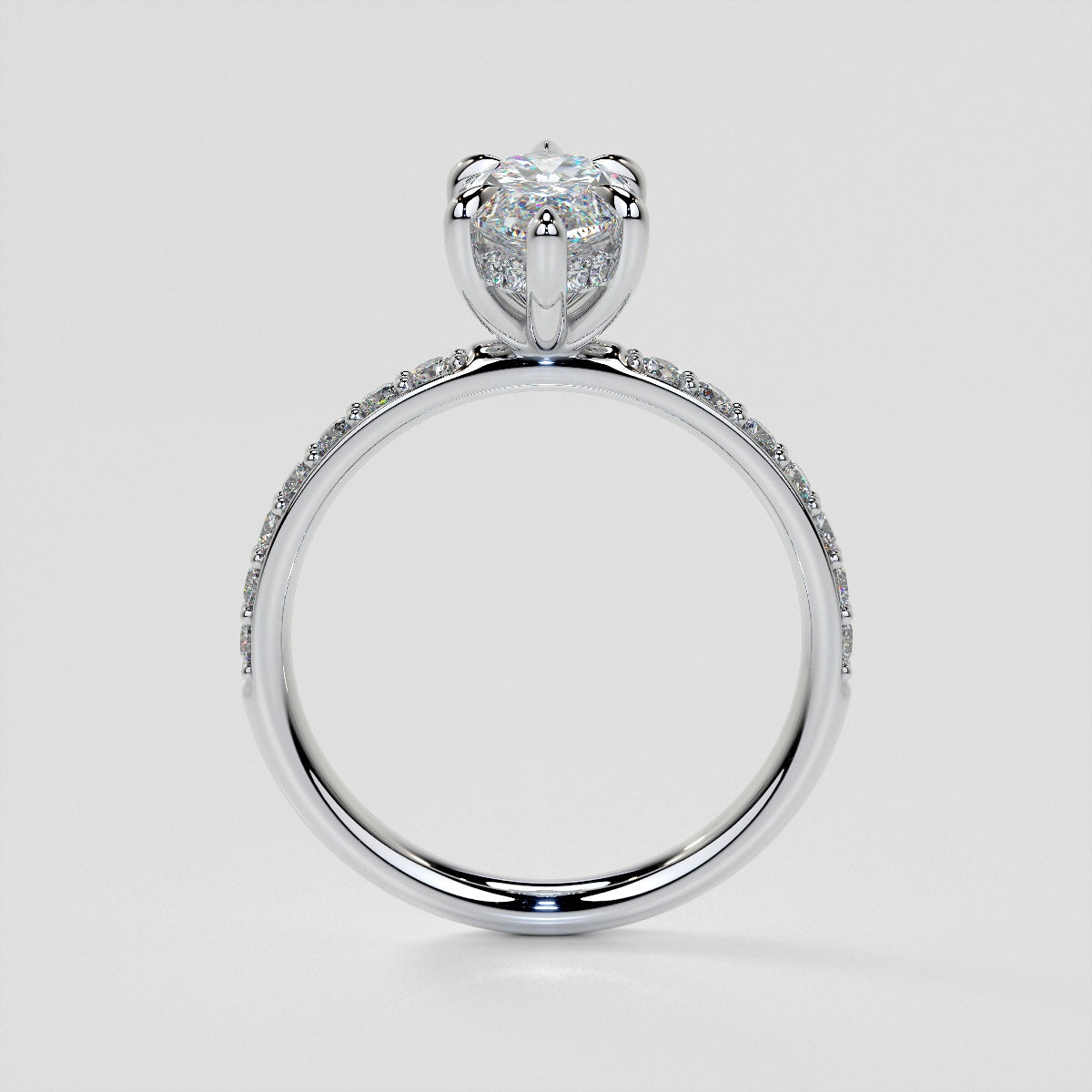 Lab Grown Diamond Marquise Cut Hidden Halo Engagement Ring