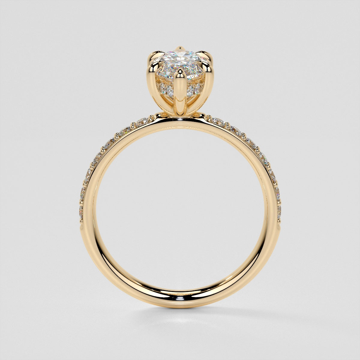 Lab Grown Diamond Marquise Cut Hidden Halo Engagement Ring