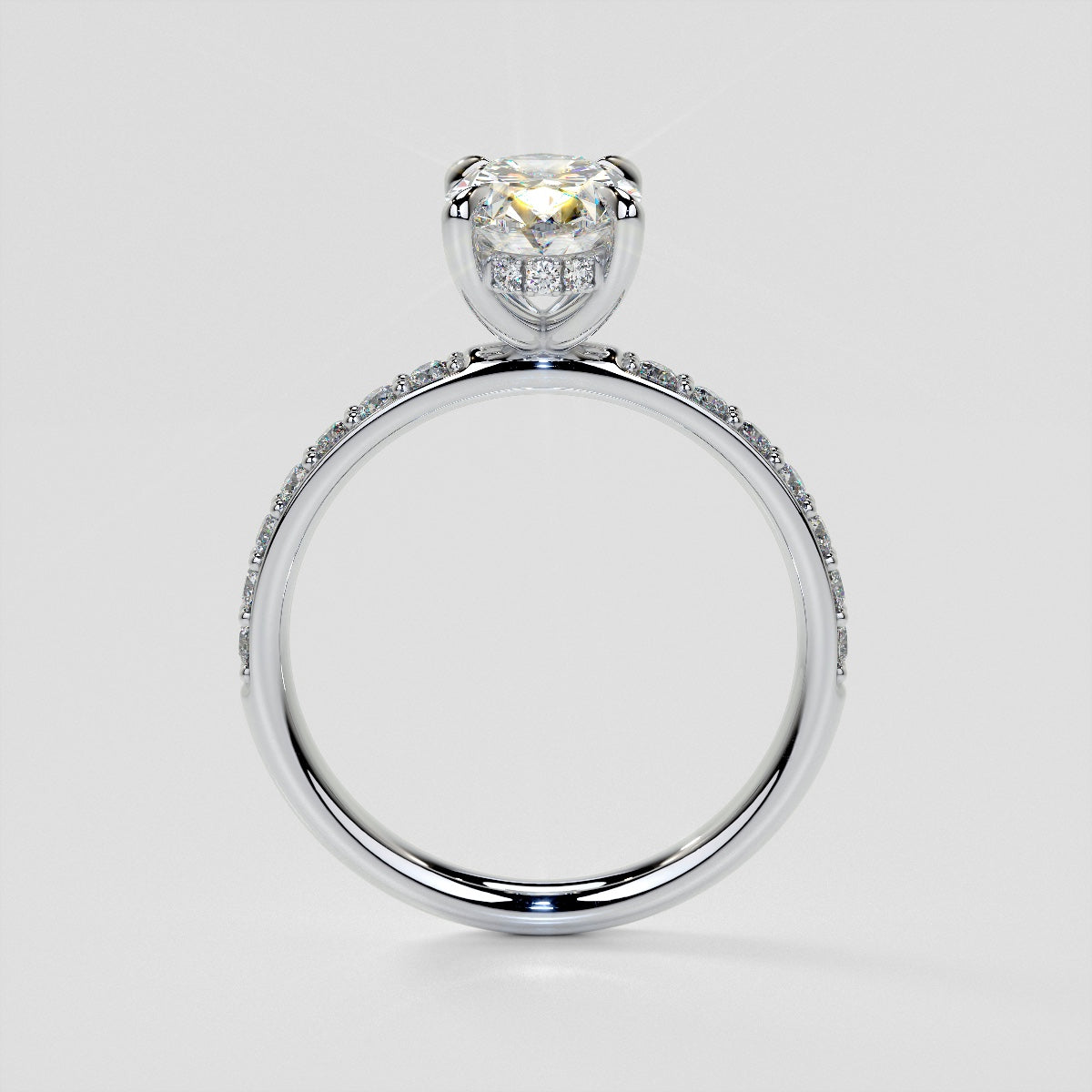 Oval Cut Hidden Halo Engagement Ring