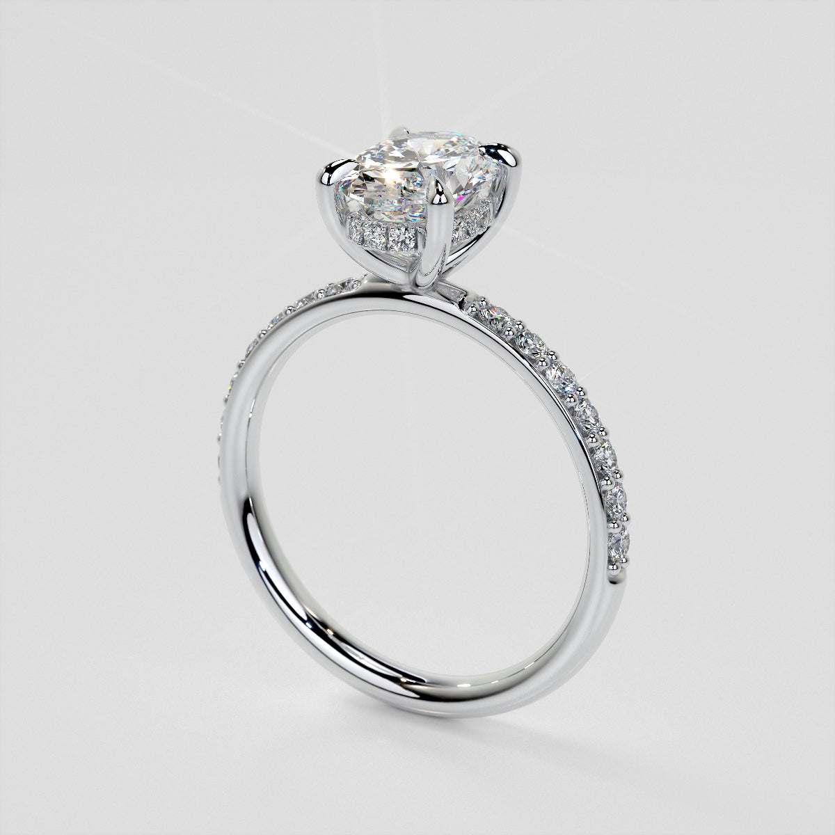 Oval Cut Hidden Halo Engagement Ring
