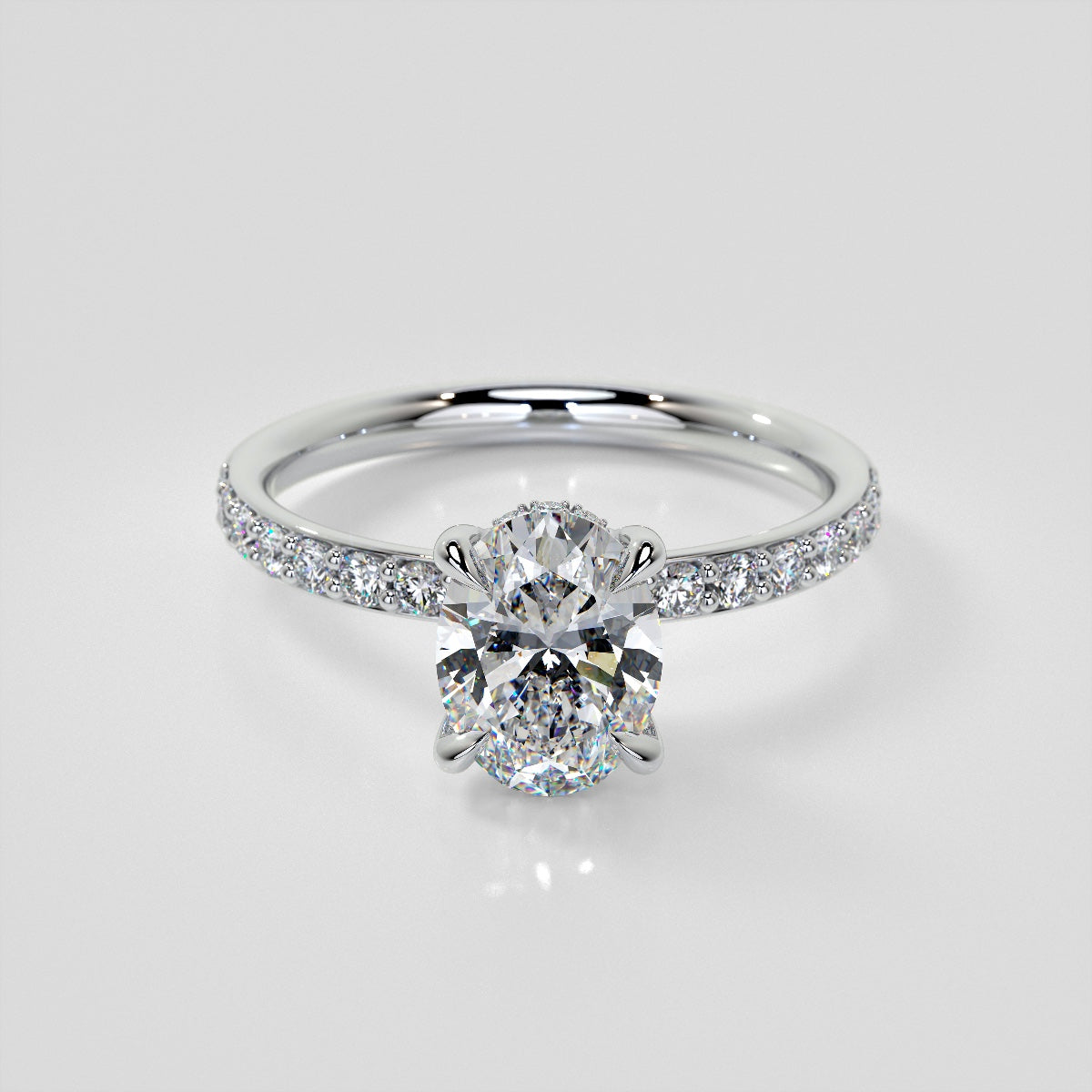 Oval Cut Hidden Halo Engagement Ring