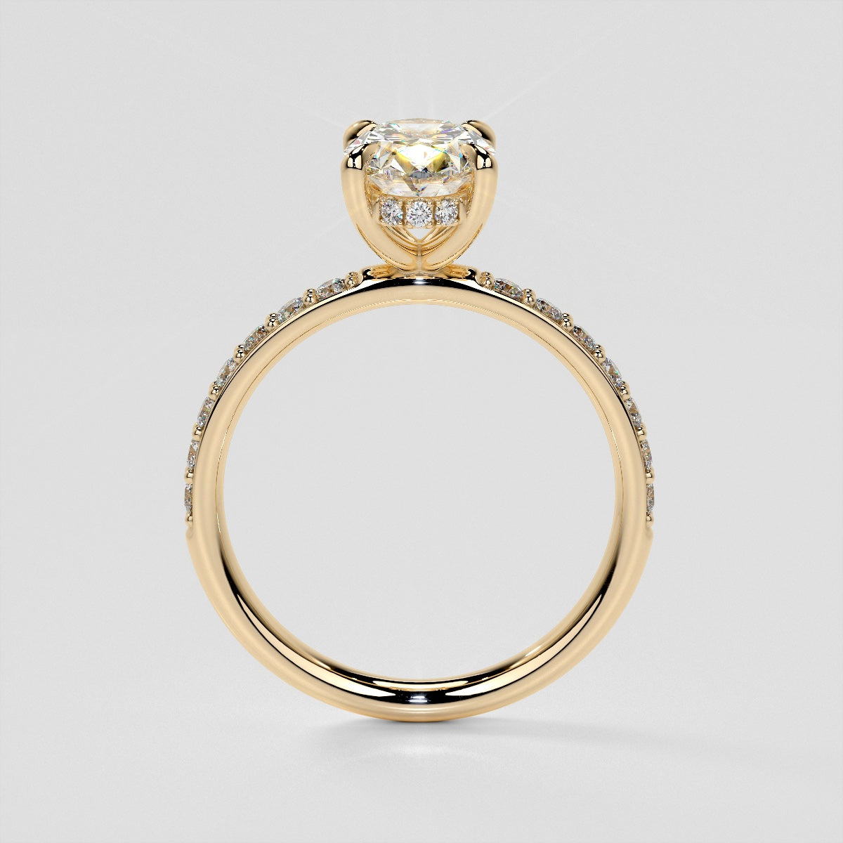 Oval Cut Hidden Halo Engagement Ring