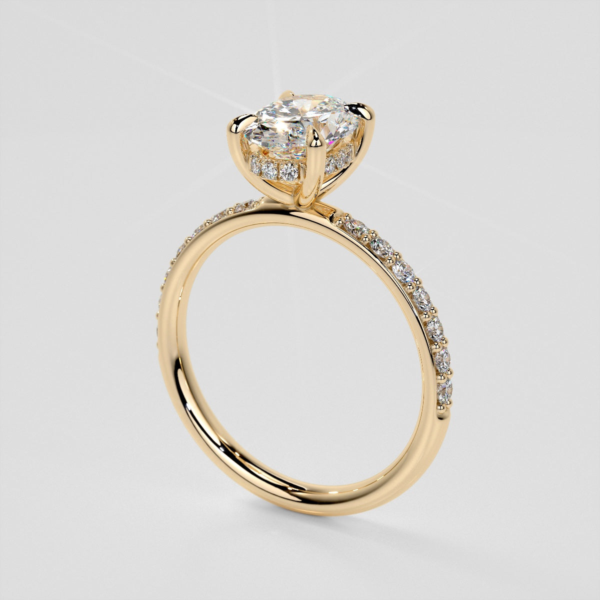 Oval Cut Hidden Halo Engagement Ring