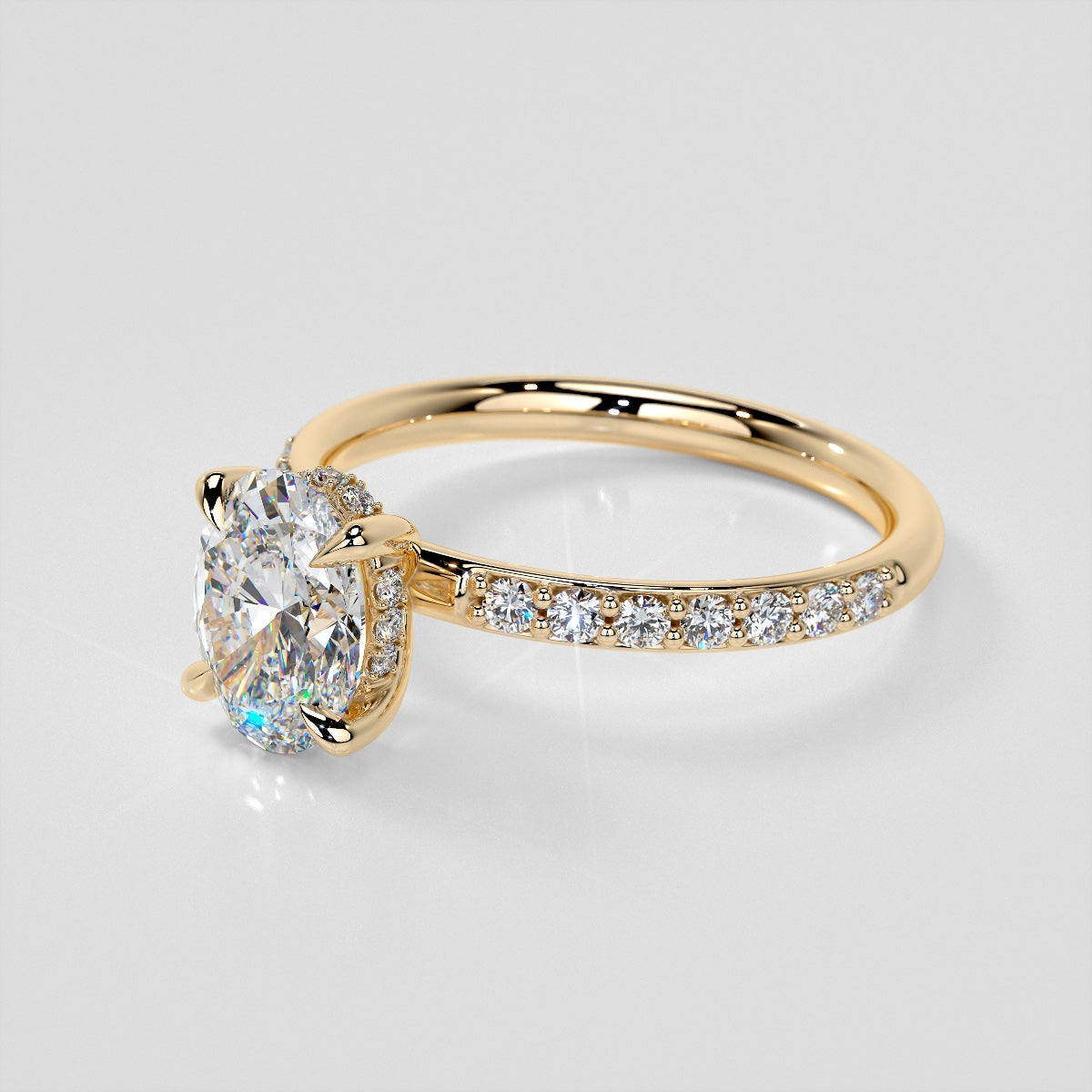 Oval Cut Hidden Halo Engagement Ring