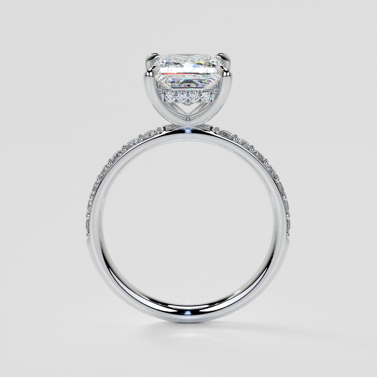 Princess Cut Hidden Halo Engagement Ring