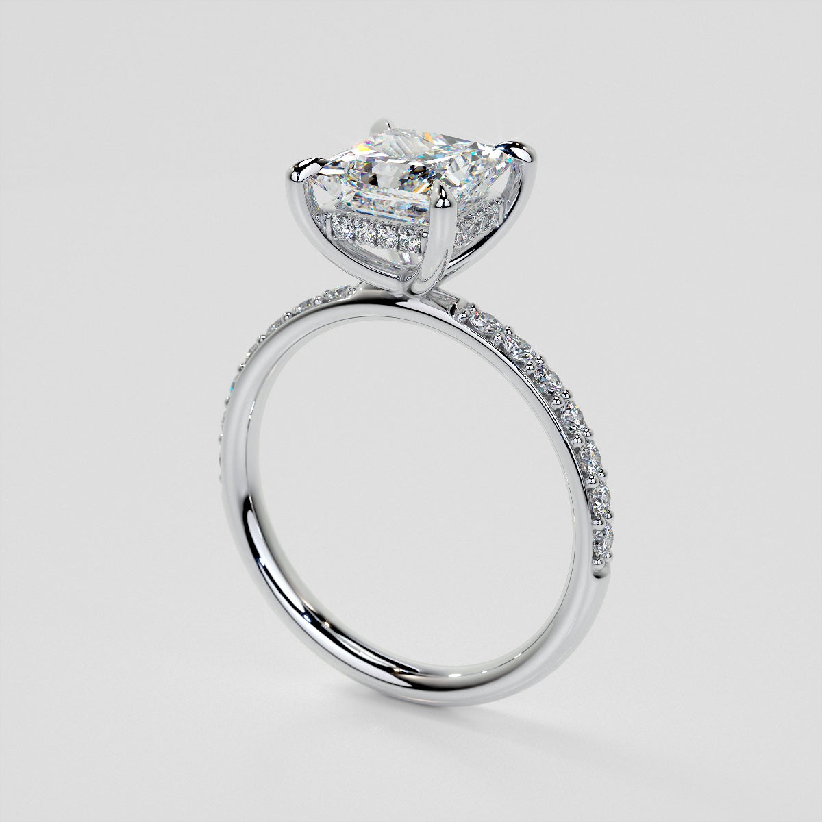 Princess Cut Hidden Halo Engagement Ring