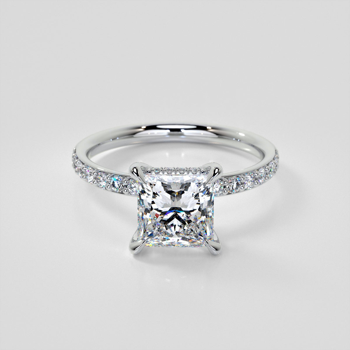 Princess Cut Hidden Halo Engagement Ring