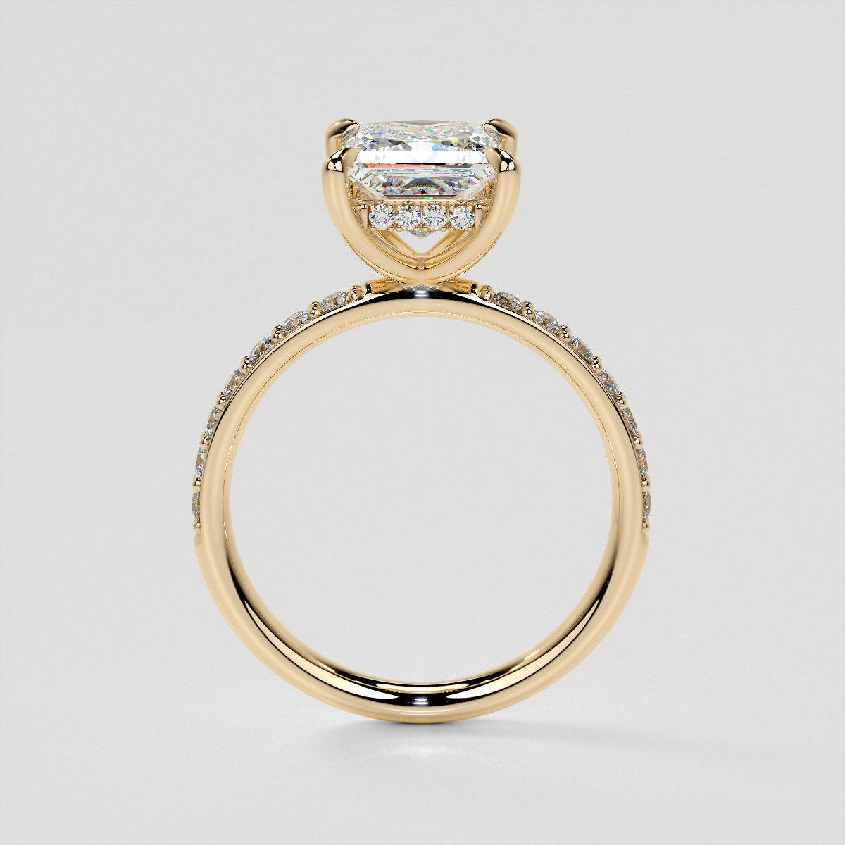Princess Cut Hidden Halo Engagement Ring