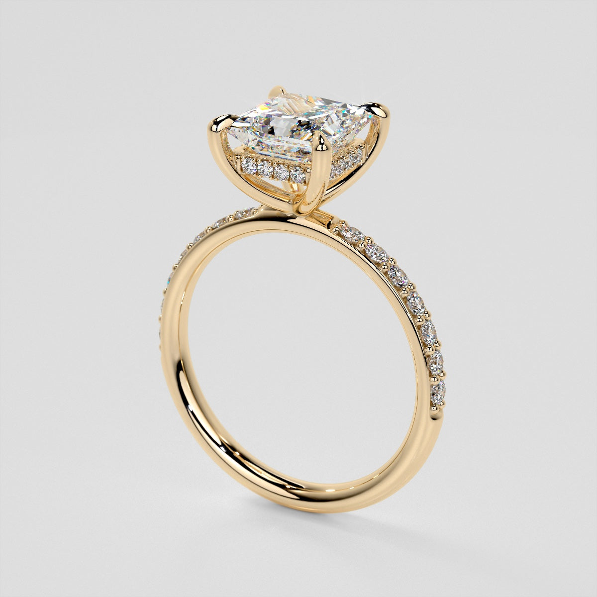 Princess Cut Hidden Halo Engagement Ring