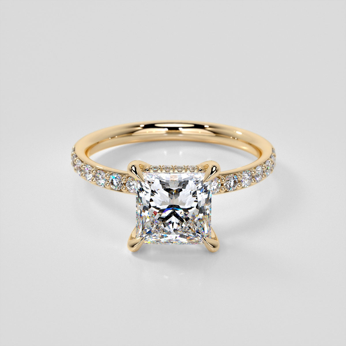 Princess Cut Hidden Halo Engagement Ring