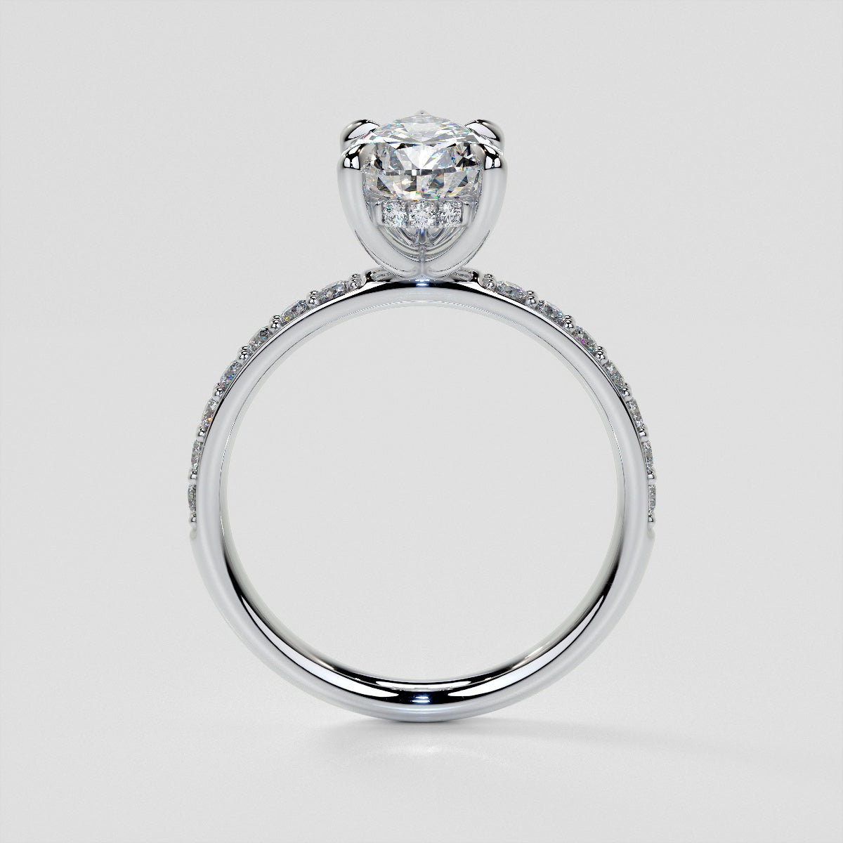 Pear Cut Hidden Halo Engagement Ring