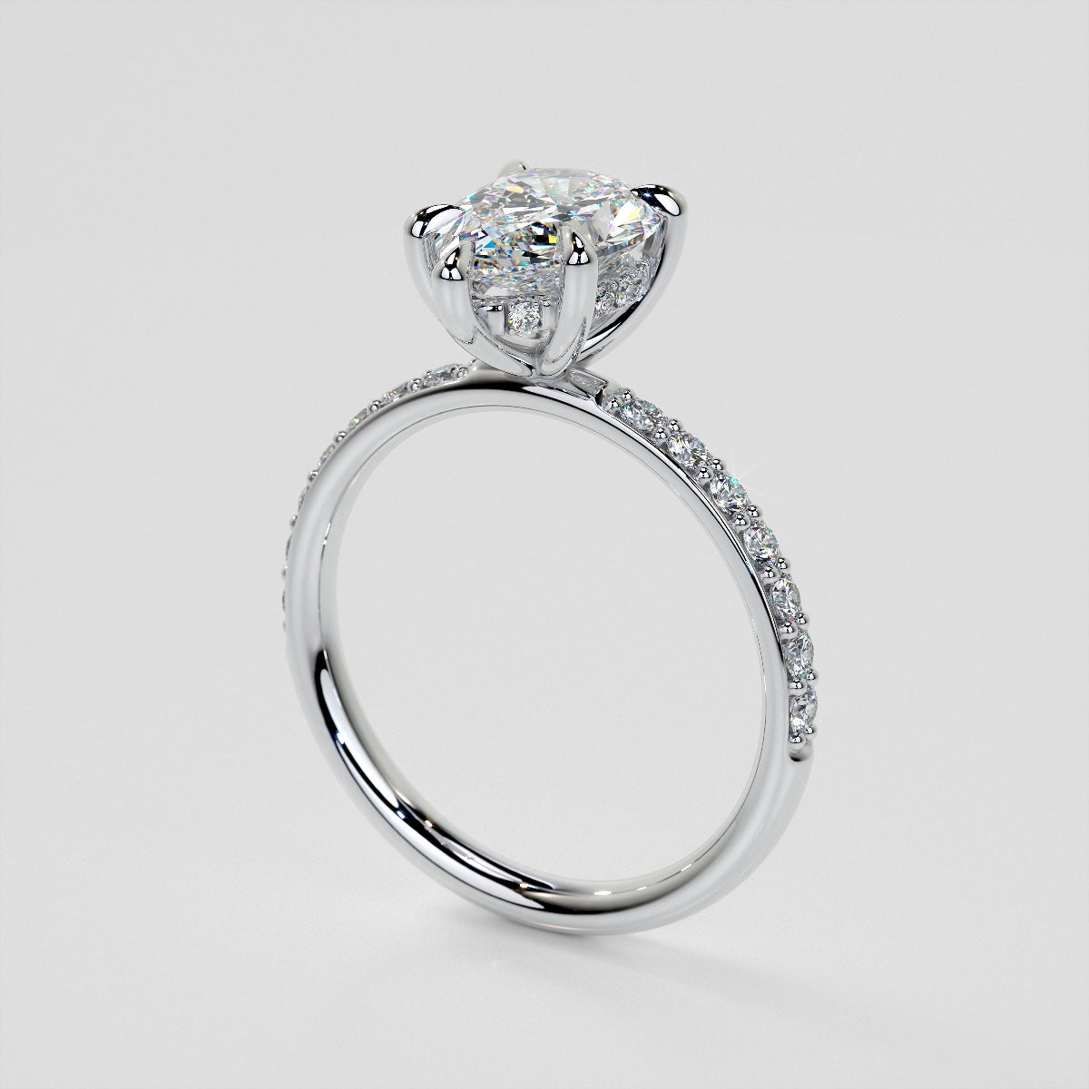 Pear Cut Hidden Halo Engagement Ring