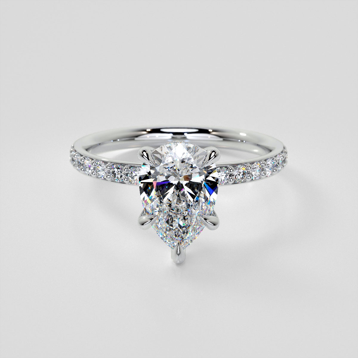 Pear Cut Hidden Halo Engagement Ring