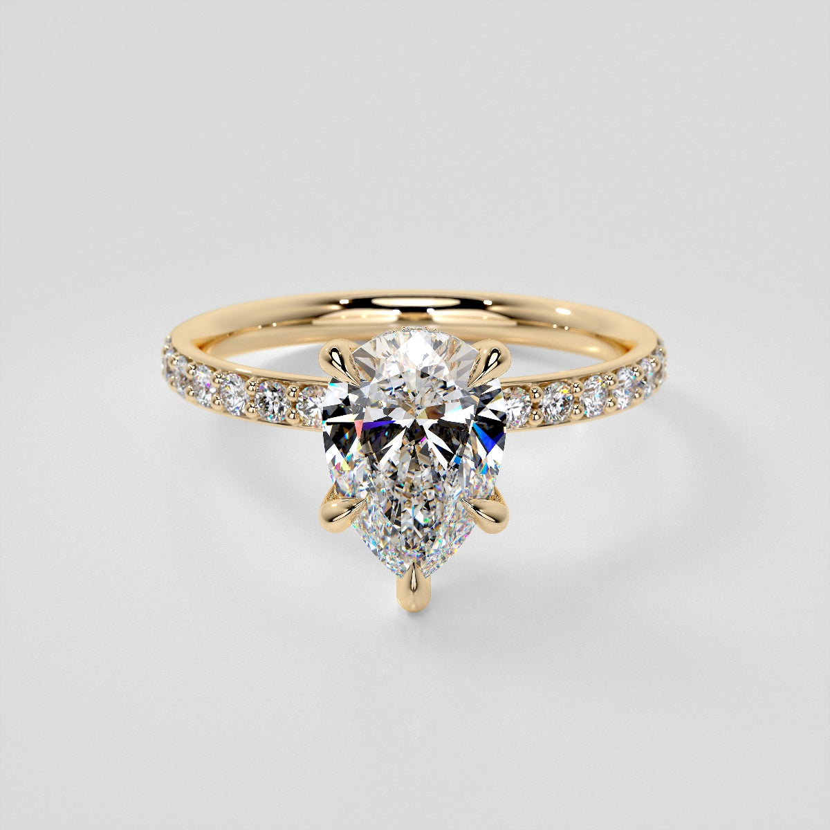 Pear Cut Hidden Halo Engagement Ring