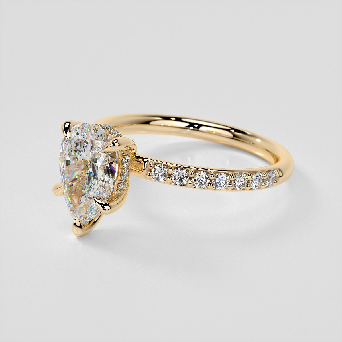 Pear Cut Hidden Halo Engagement Ring