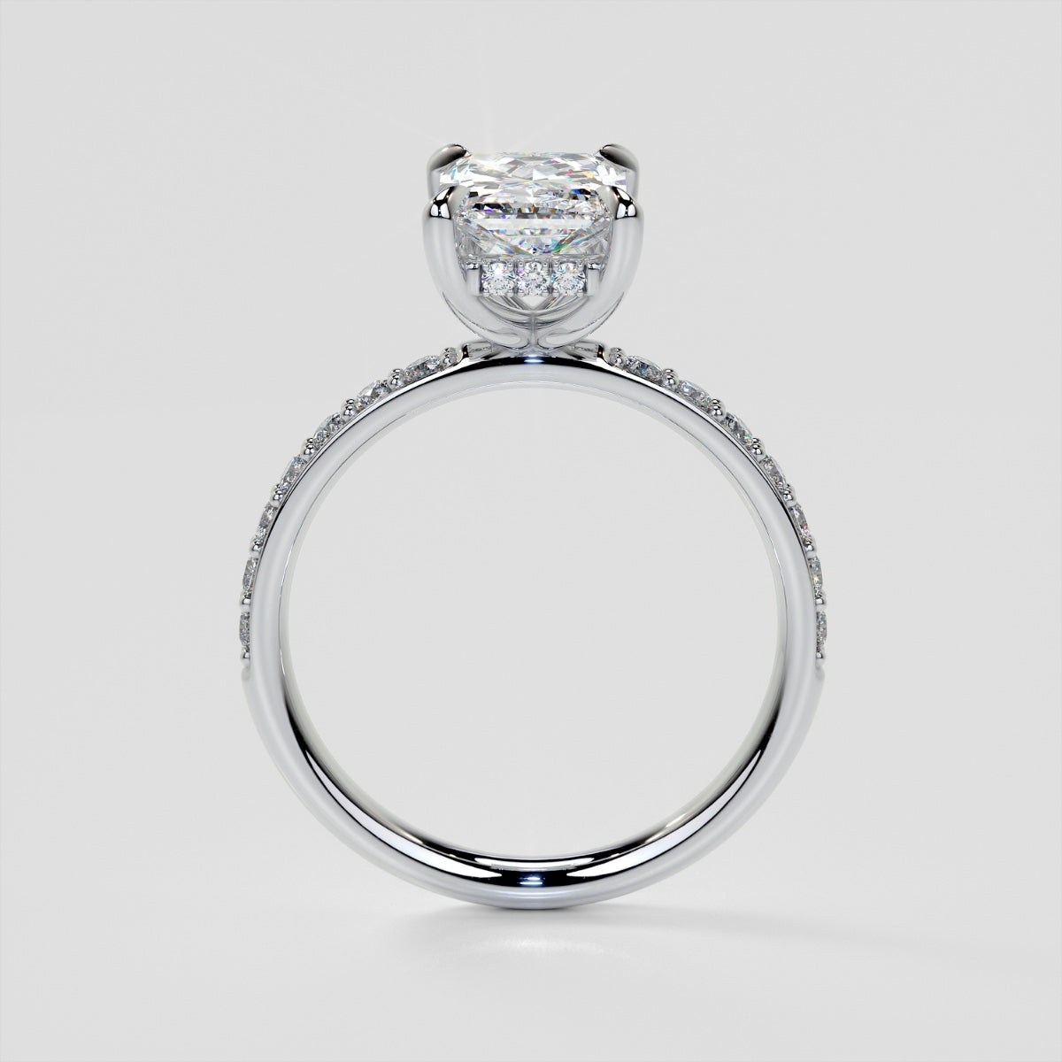 7.0CT Elongated Cushion Cut Diamond Ring  With Hidden Halo -  VS1 G-Color