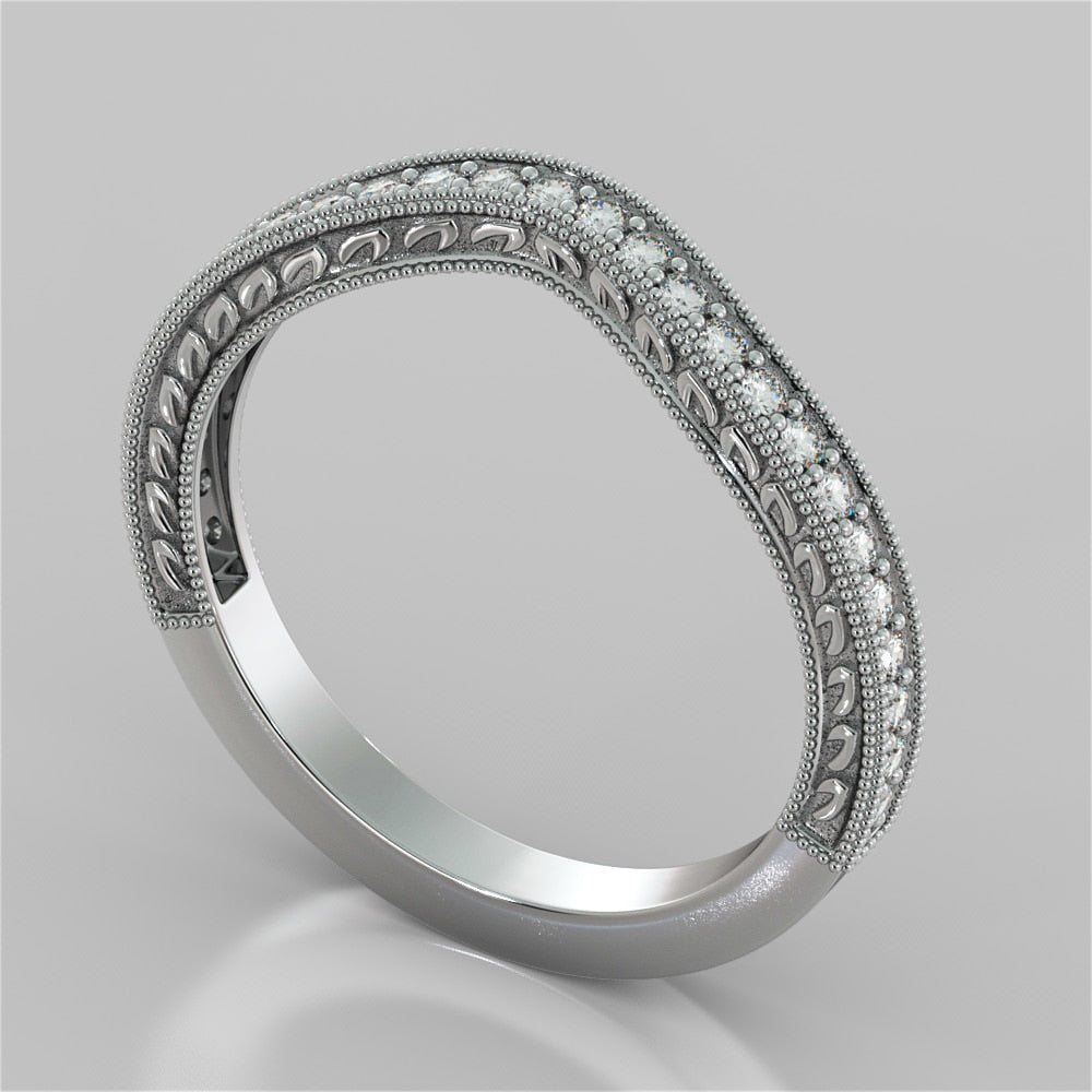 Antique Style Princess Cut Filigree Wedding Set with Accents