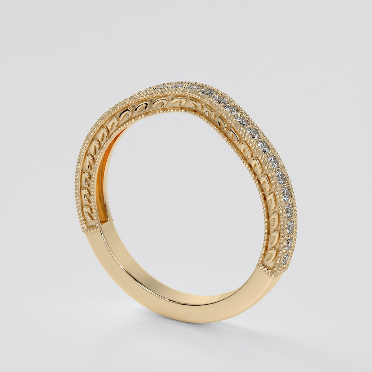 Princess Cut Filigree Engagement Ring with Accents