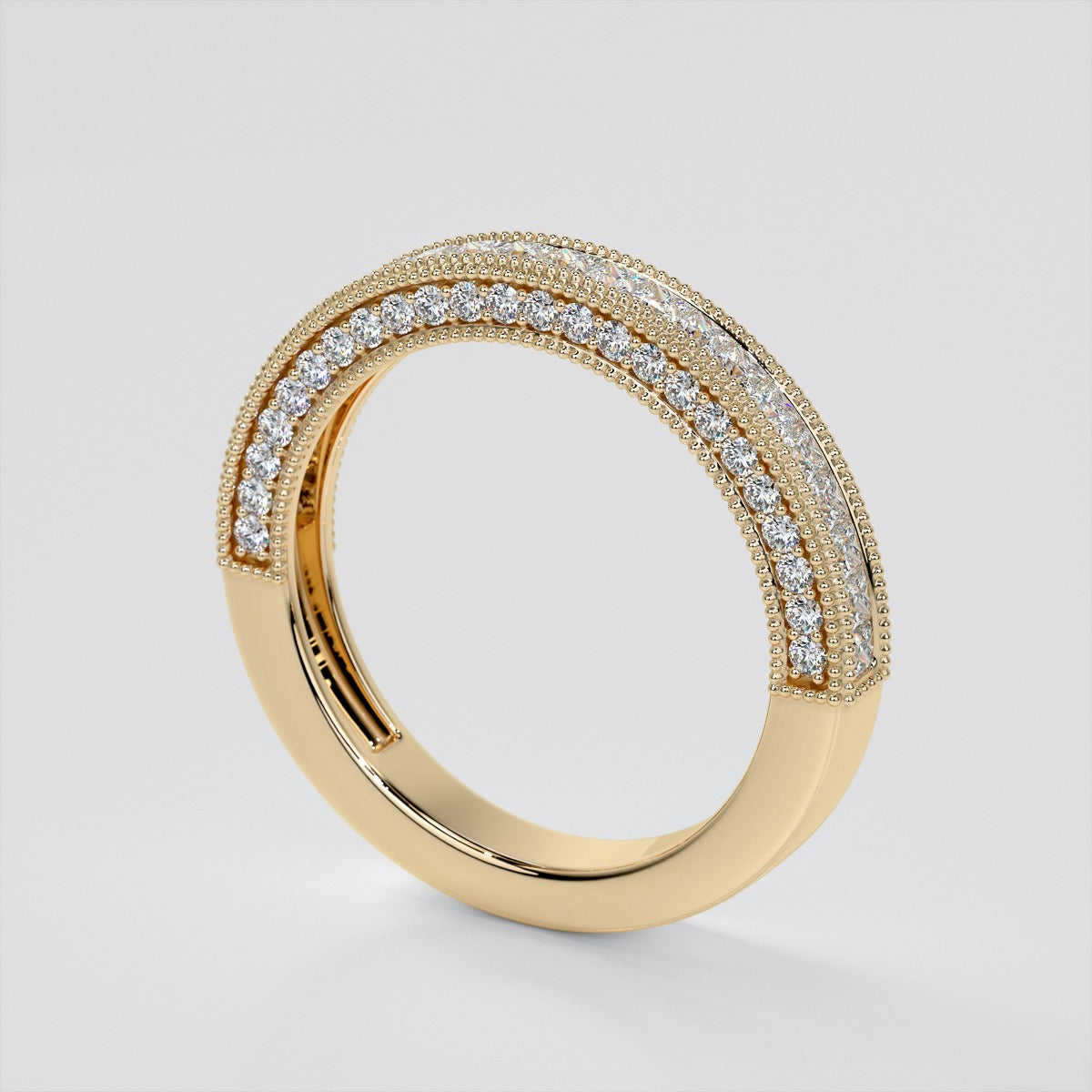 Vintage Style Pavé Double Halo Asscher Cut Cathedral Trio Wedding Set