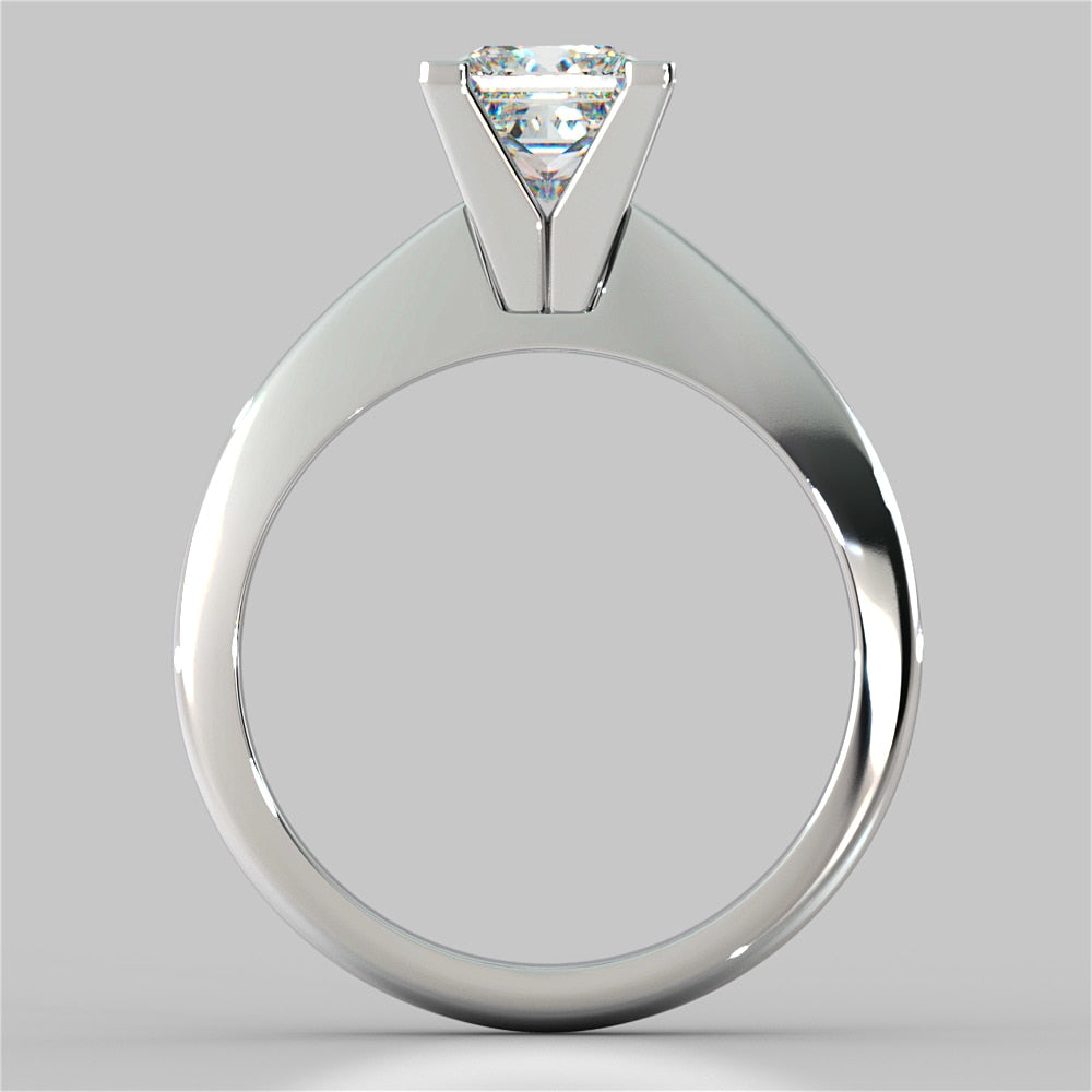 1.5Ct Princess Cut Lab Grown Diamond Knife Edge Engagement Ring