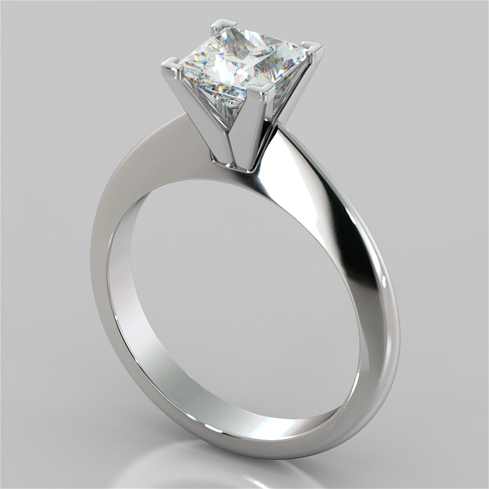 1.5Ct Princess Cut Lab Grown Diamond Knife Edge Engagement Ring