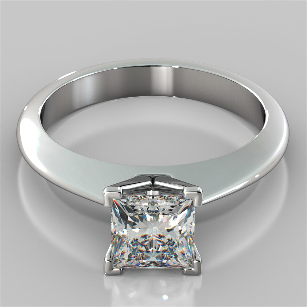 1.5Ct Princess Cut Lab Grown Diamond Knife Edge Engagement Ring