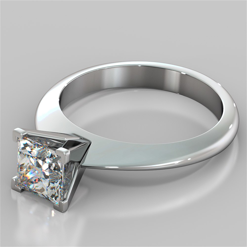 1.5Ct Princess Cut Lab Grown Diamond Knife Edge Engagement Ring