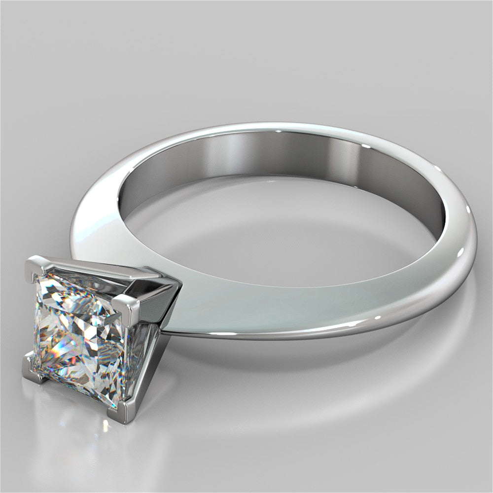 Comfort Fit Knife Edge Princess Cut Trio Wedding Set
