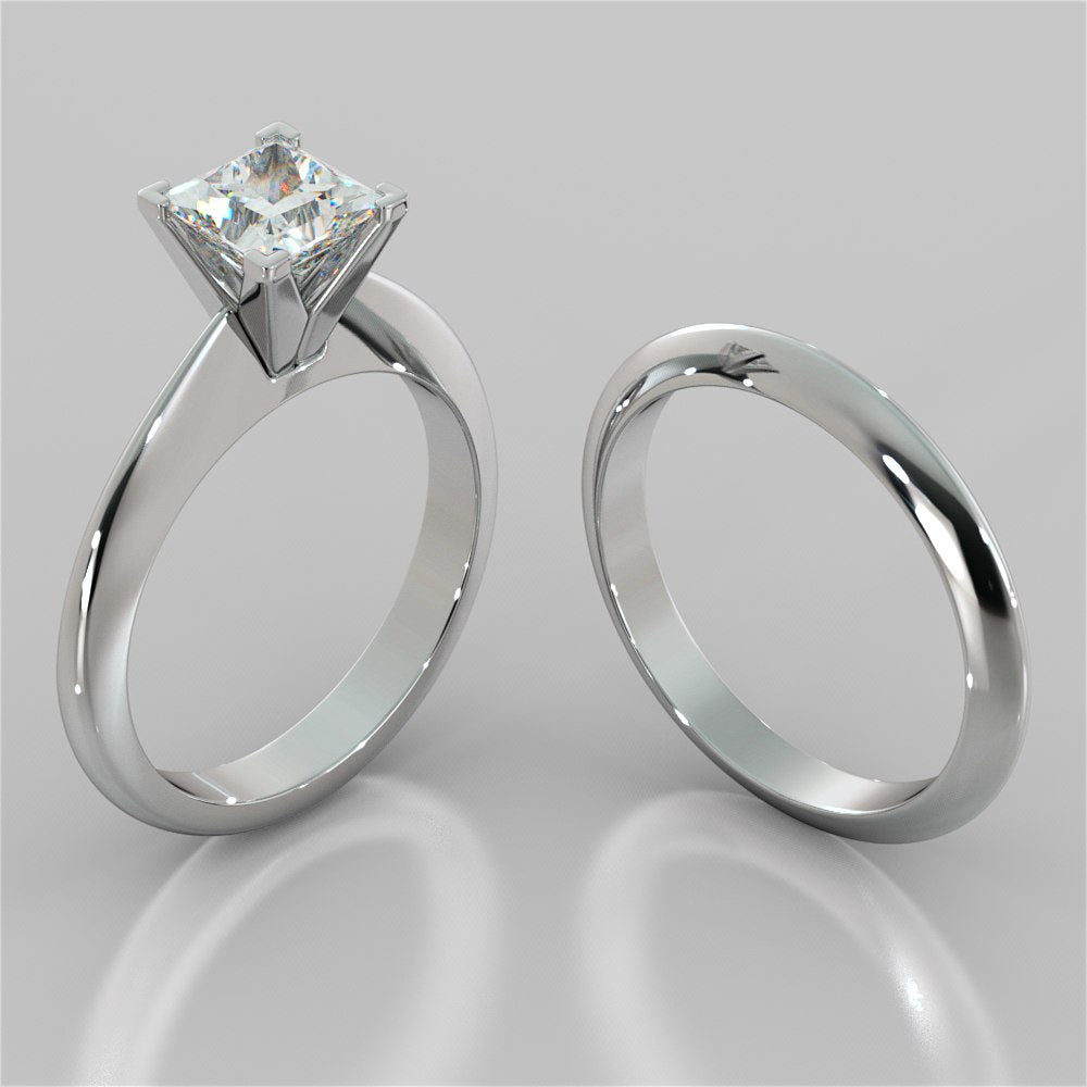 1.5Ct Princess Cut Lab Grown Diamond Knife Edge Engagement Ring