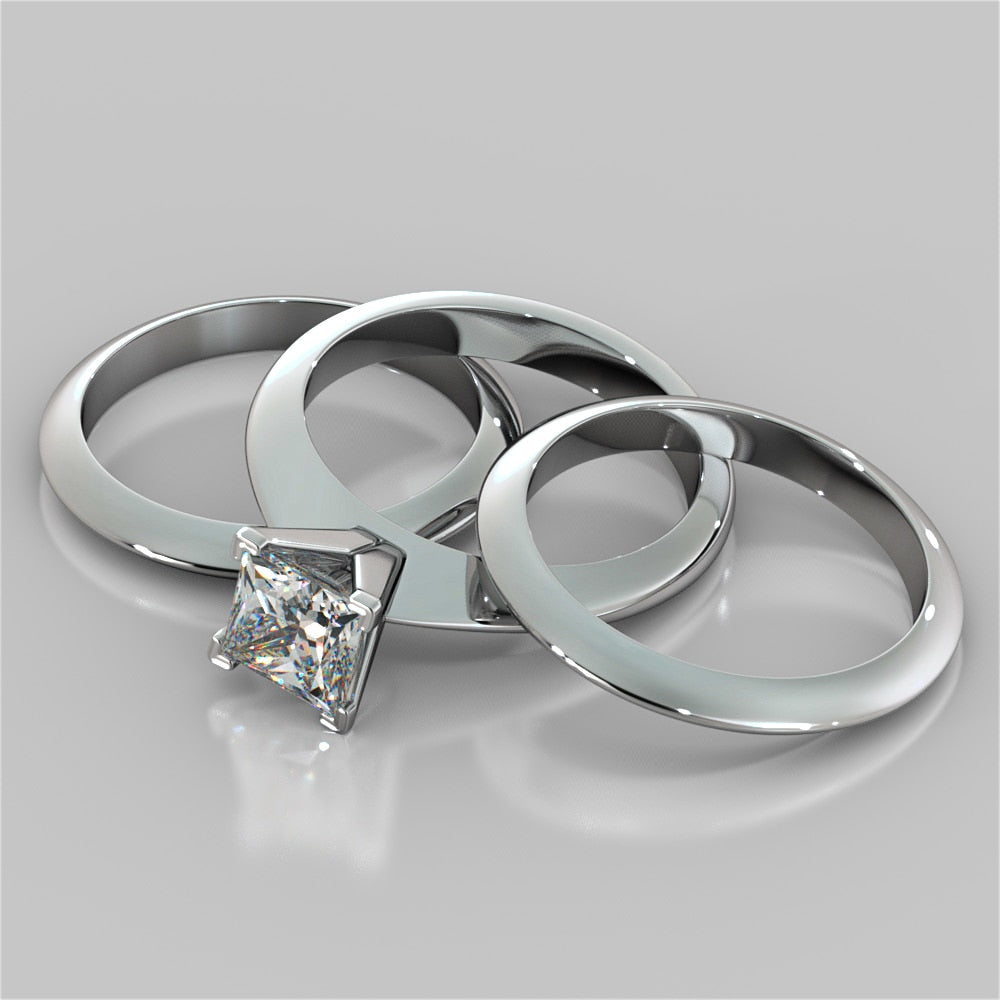 1.5Ct Princess Cut Lab Grown Diamond Knife Edge Engagement Ring