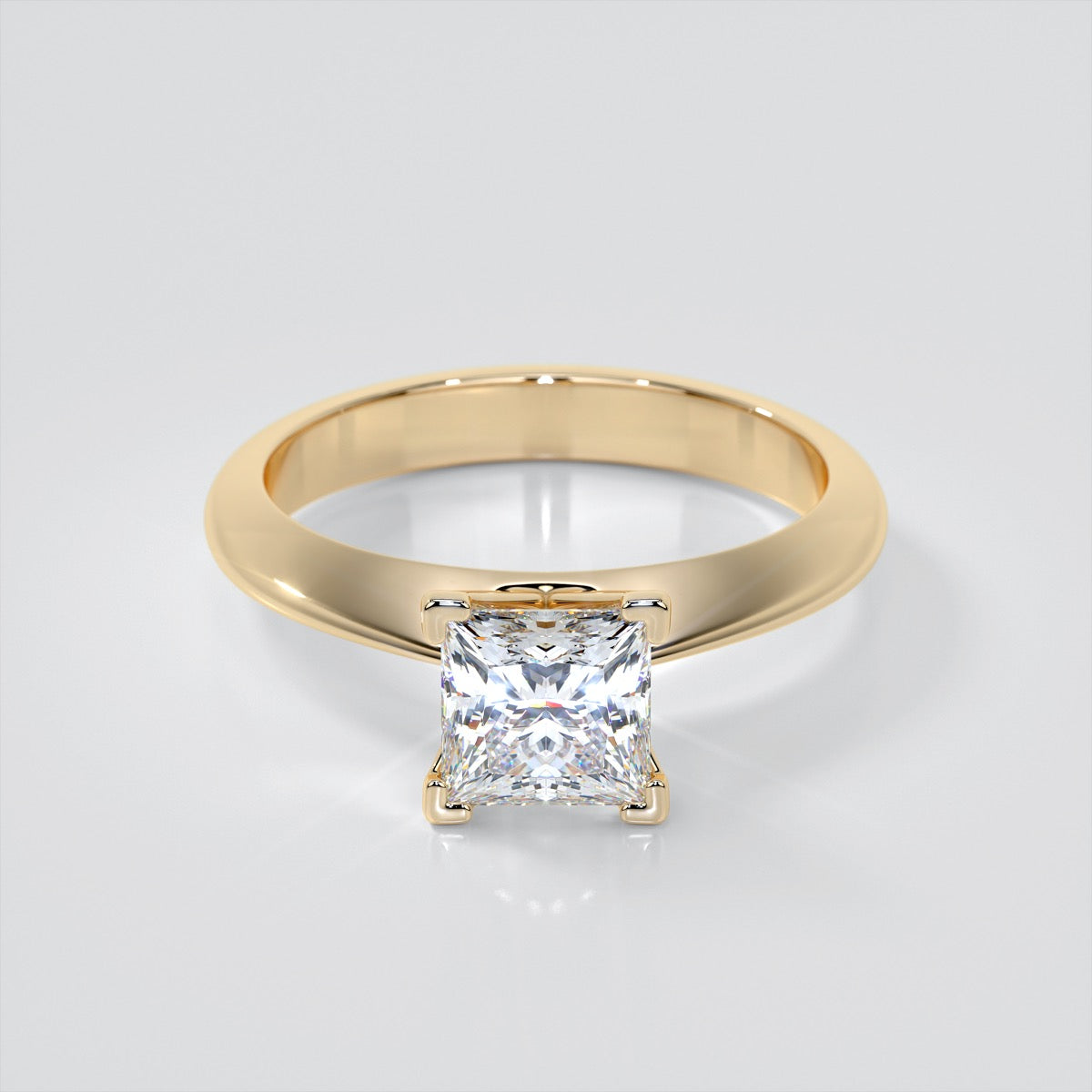1.5Ct Princess Cut Lab Grown Diamond Knife Edge Engagement Ring