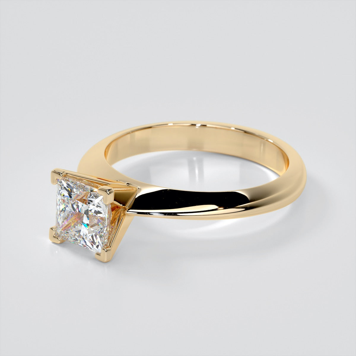 1.5Ct Princess Cut Lab Grown Diamond Knife Edge Engagement Ring