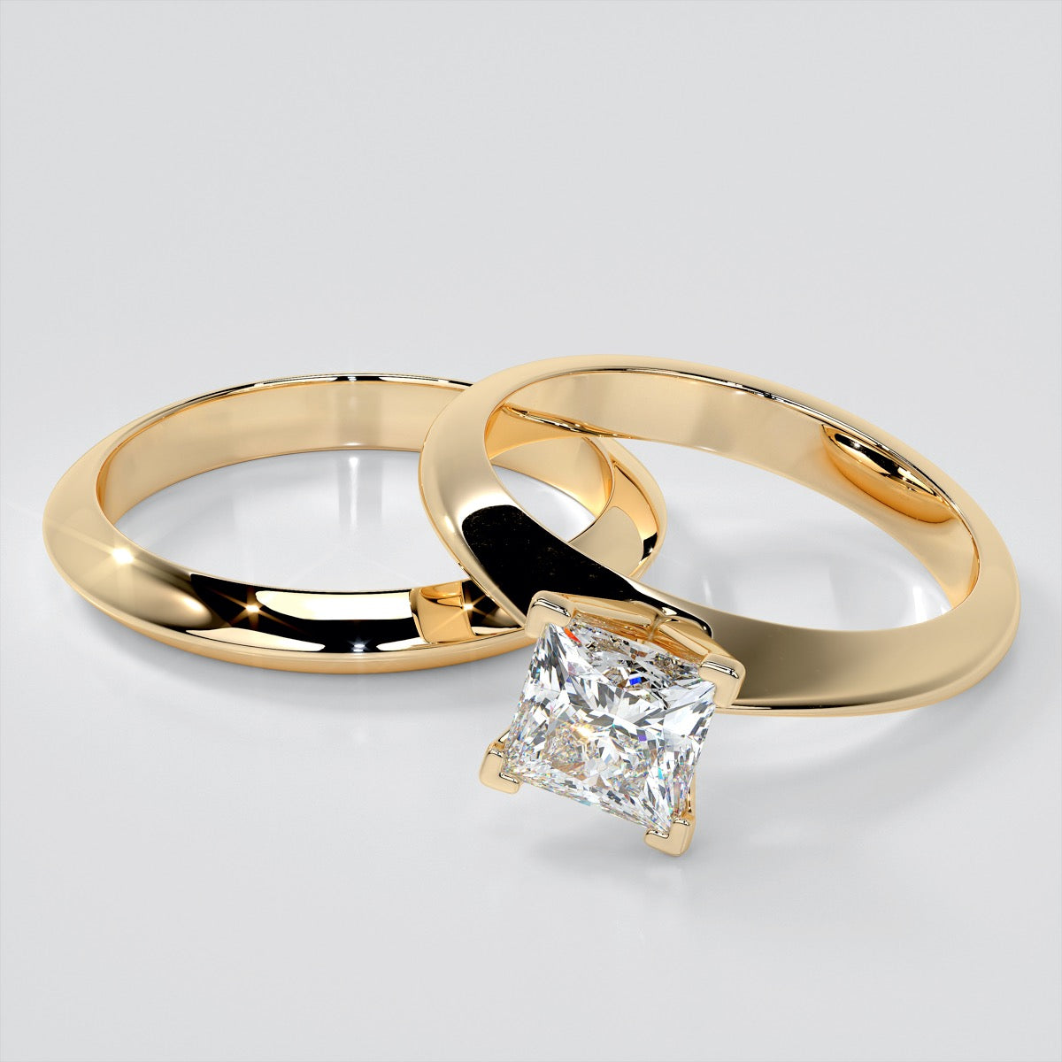 1.5Ct Princess Cut Lab Grown Diamond Knife Edge Engagement Ring