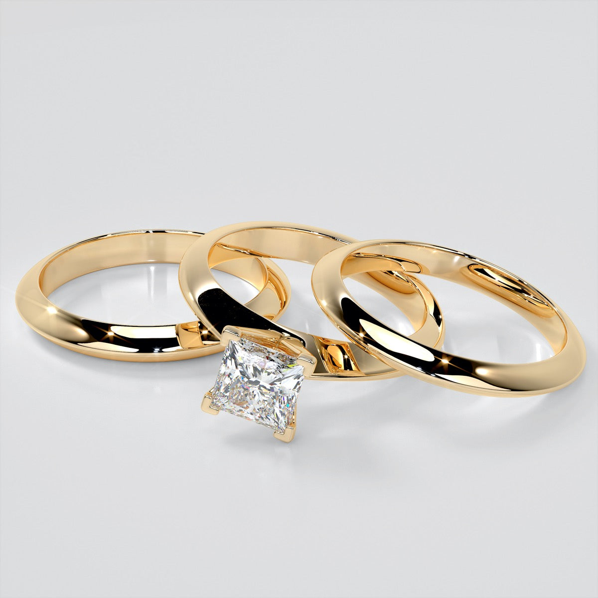 1.5Ct Princess Cut Lab Grown Diamond Knife Edge Engagement Ring