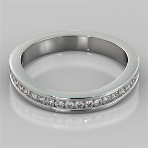 Contoured Round Cut Channel Setting Wedding Band