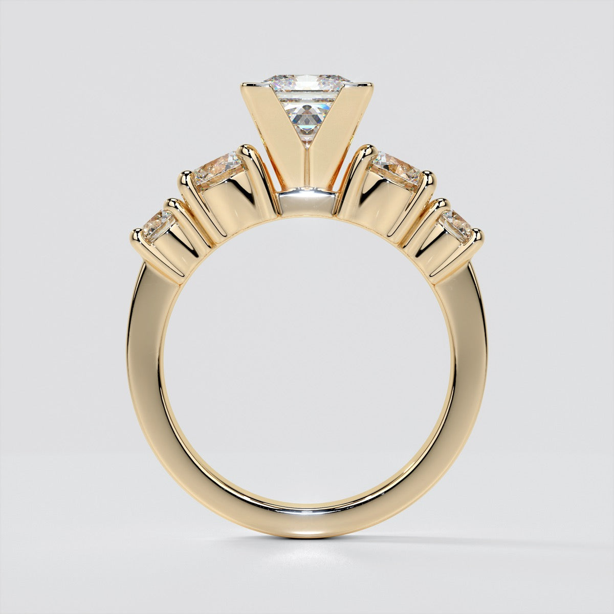 5-Stone Princess Cut Trio Wedding Set with Channel Set Accents