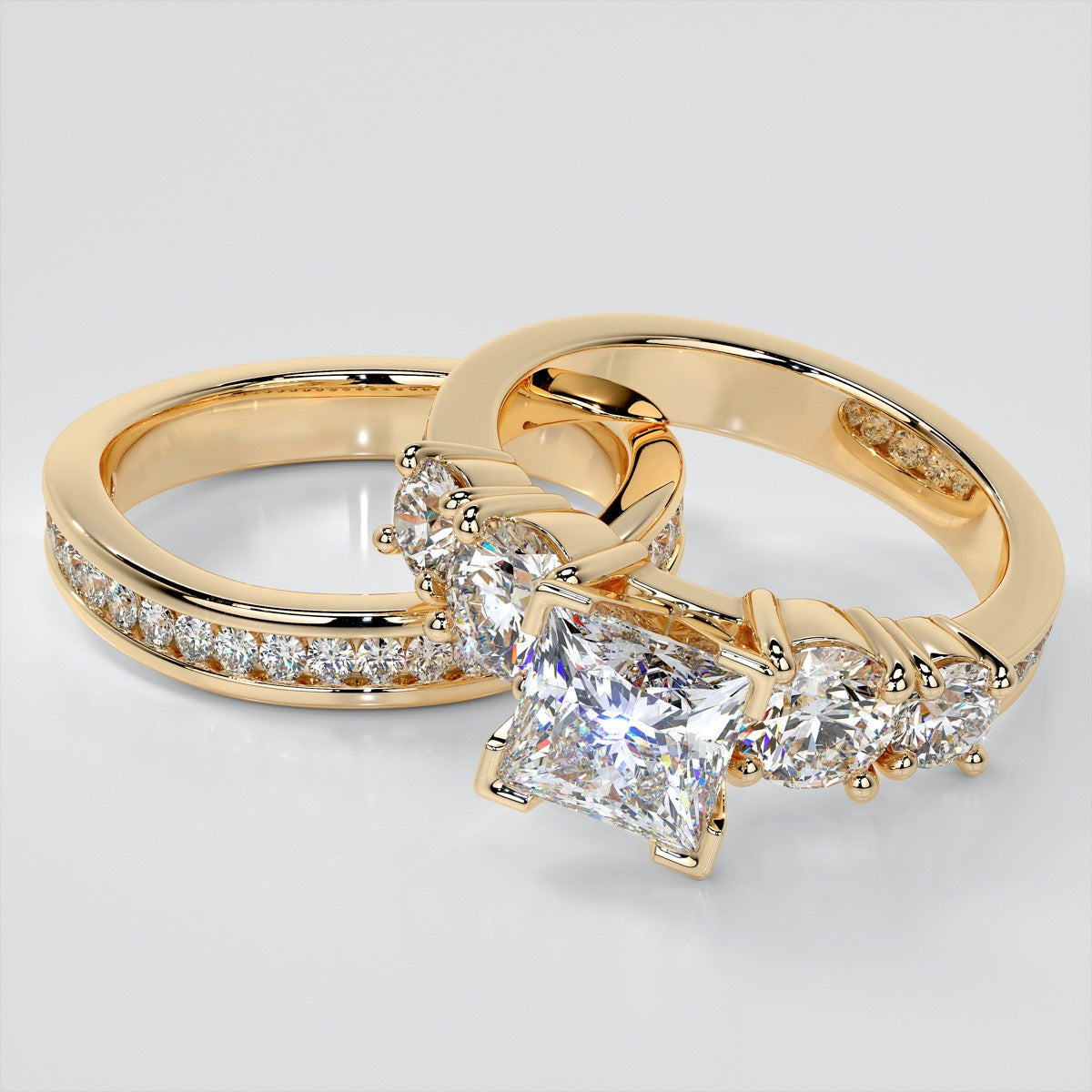 Princess Cut 5-Stone Engagement Ring with Accents