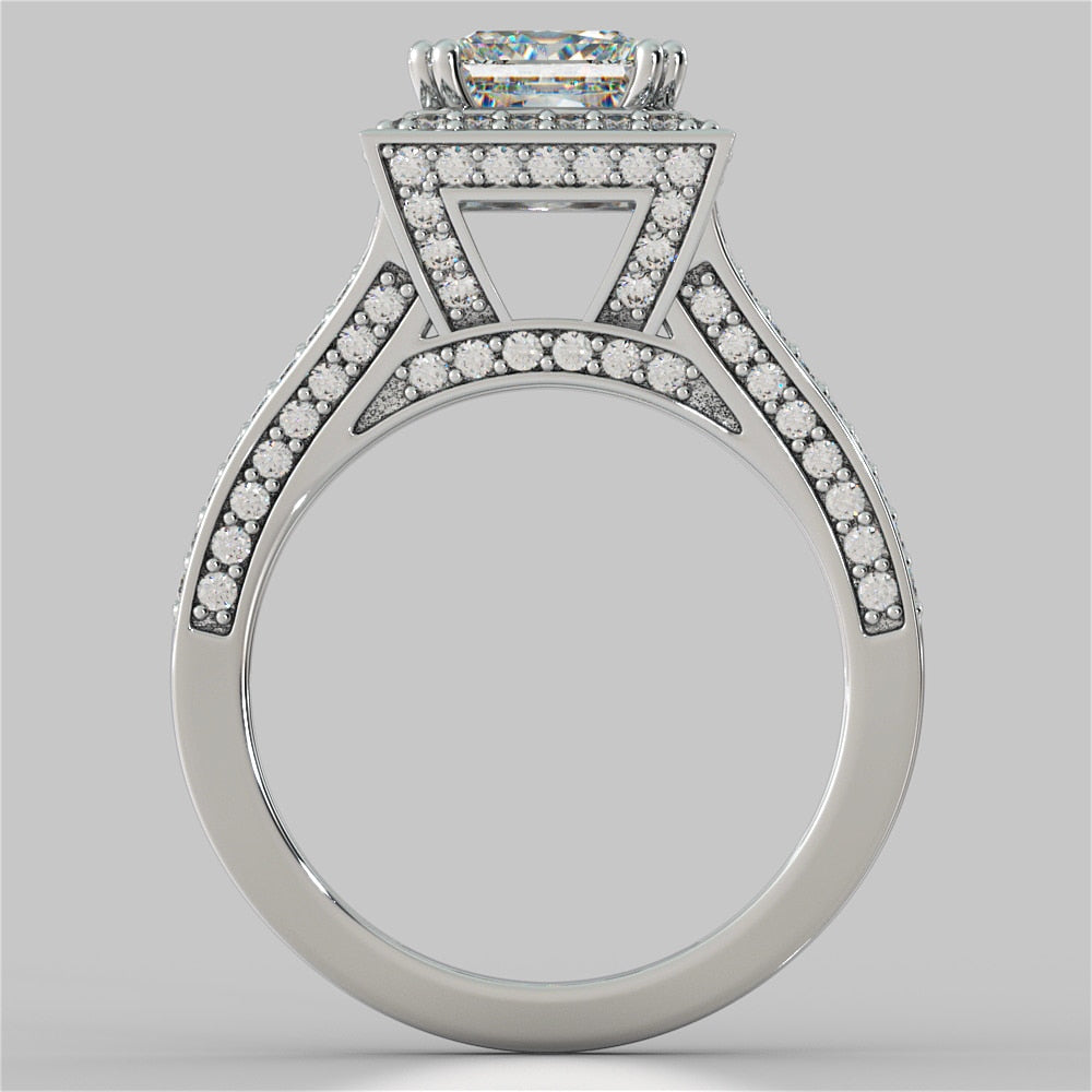 Split Shank Princess Cut Wedding Set with Accents