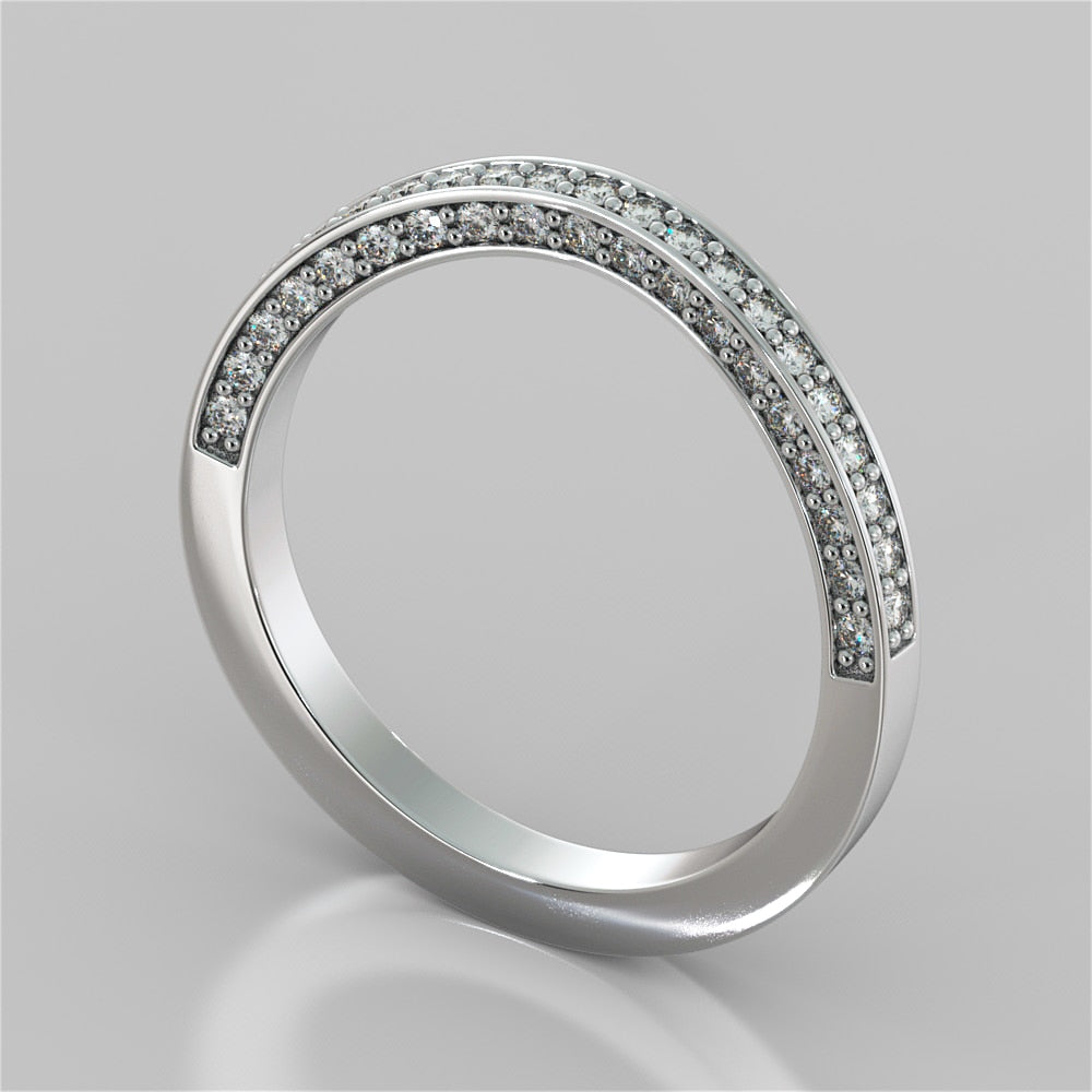 Contoured Wedding Band with Round Channel Set Stones