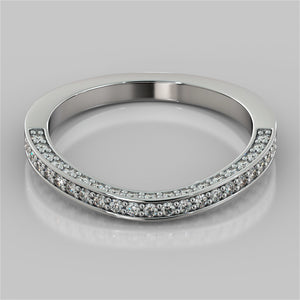 Contoured Wedding Band with Round Channel Set Stones